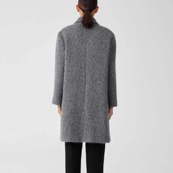 NWT Eileen Fisher Ash Alpaca Boucle Notch Collar Coat